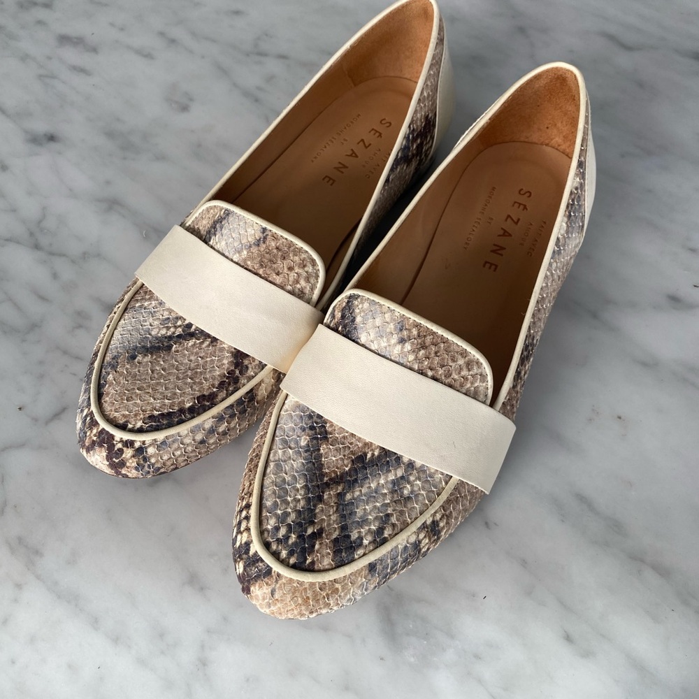 Sezane Mayfair Women’s Loafers - Ecru and Snakeskin